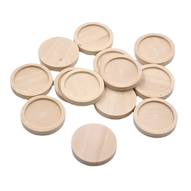 10pcs 30mm/35mm Wood Circles Unfinished Birch Plaques Wooden